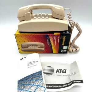 AT&T Traditional 100 Wall Telephone Ivory Vintage 1990 Corded Landline Phone